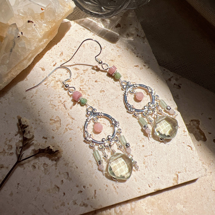 Earrings: strawberry matcha