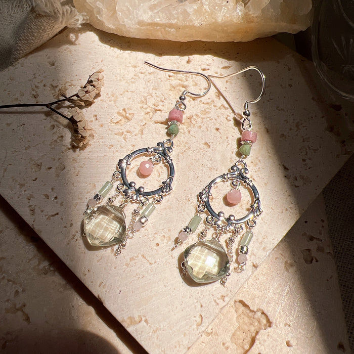 Earrings: strawberry matcha