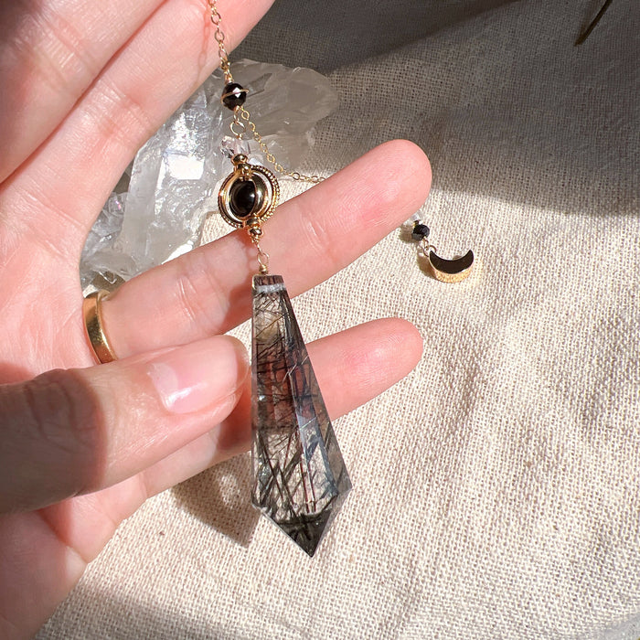 Black Rutile Quartz Pendulum